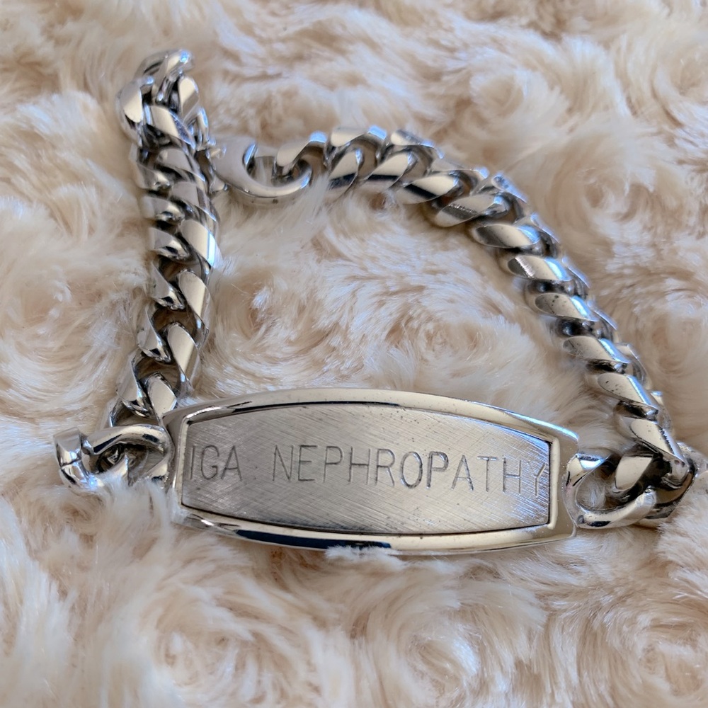 Speidal IGA Nephropathy Thick Silver Tone Medic Alert Bracelet